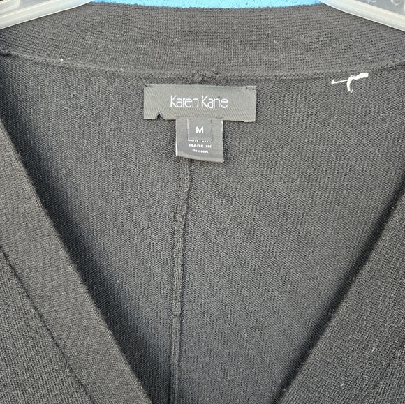 Karen Kane Women's cocoon short sleeve black cardigan Marino&Sheep wool Sz M - Picture 2 of 8